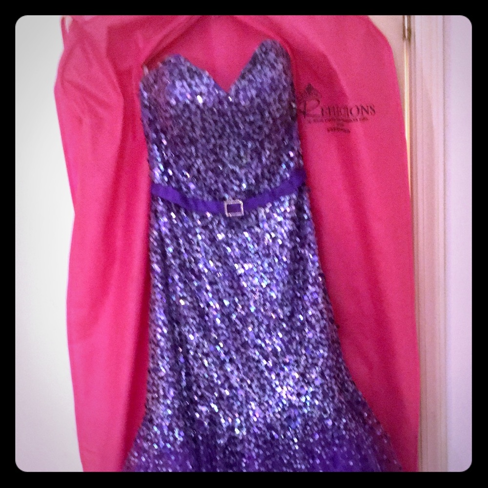 Purple sequin prom dress